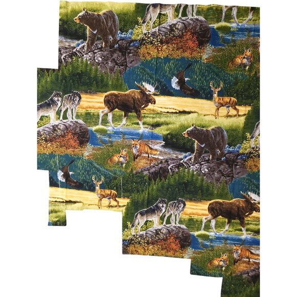 Bringing Nature Home Scenic Wildlife Fabric Panel Wolves Bears Foxes Moose - Picture 13 of 14